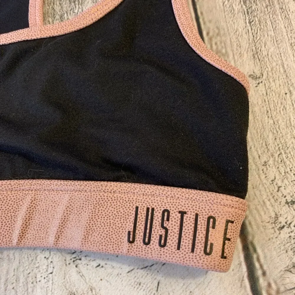 JUSTICE ACTIVE Girl’s Black/Pink Sports Bra / Size: 28